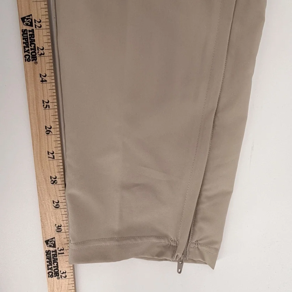 Adidas Aeroready Tan Beige Track Pants Mens XL Black Stripes Ankle Zip Regular
